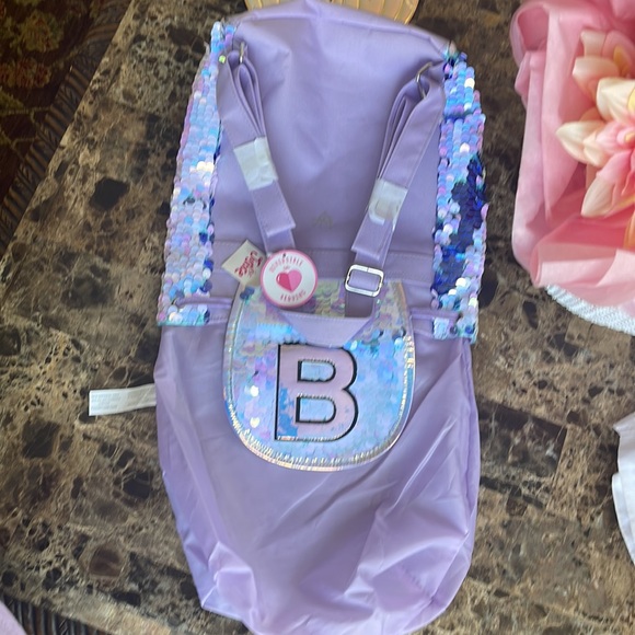 ❣️RARE❣️Justice Mermaid Flip Sequin Mini Rucksack Backpack❣️Initial “J” - Picture 8 of 9